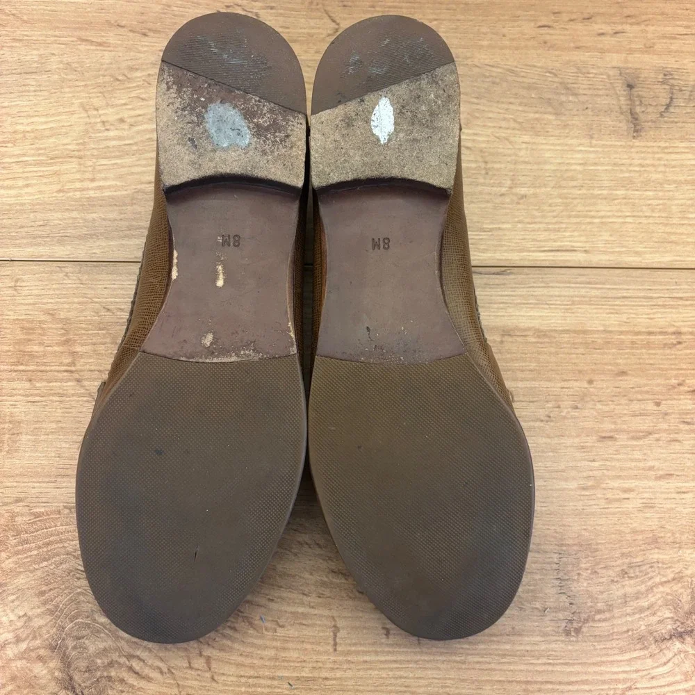 TORY BURCH Leather Penny Loafers Brown Women Size 8 Low Heel Casual Office